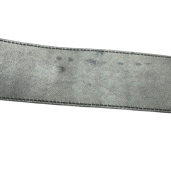 BURBERRY GUNMETAL PEWTER LEATHER WIDE WAIST BELT WITH PLEATED RUFFLES - Picture 13 of 16